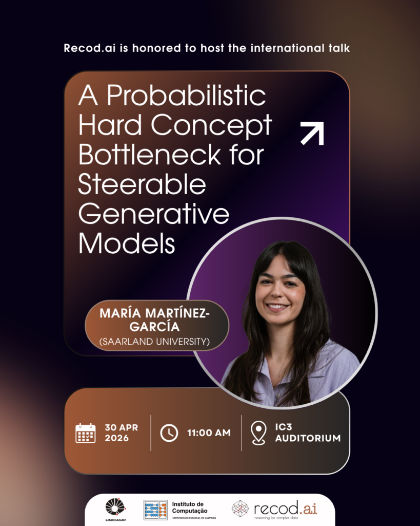 A imagem é um convite à um seminário internacional da a pesquisadora María Martínez-García, da Universidade de Saarland para esta quinta 30 de abril às 11h00 no Auditório do Instituto de Computação da Unicamp